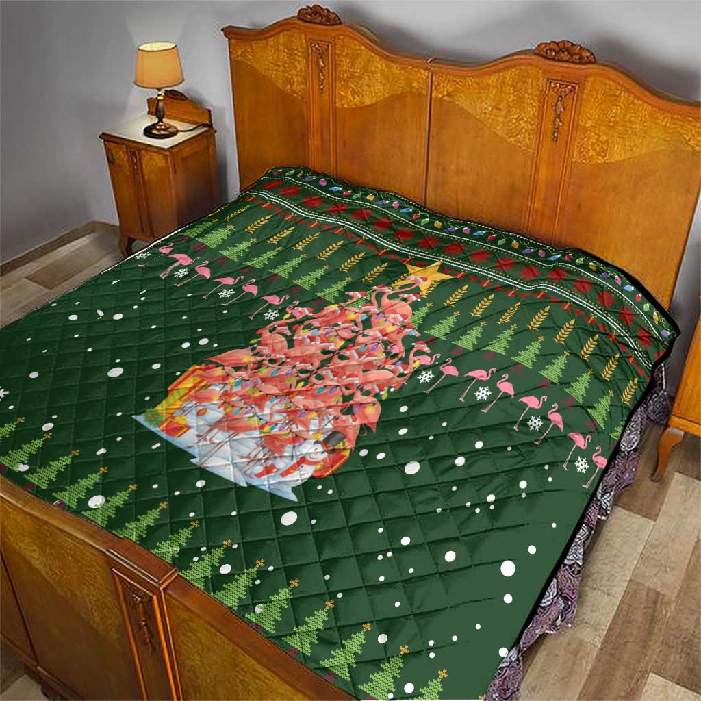 Flamingo Christmas Tree Christmas Quilt Funny Xmas Holiday Patterns - Wonder Print Shop