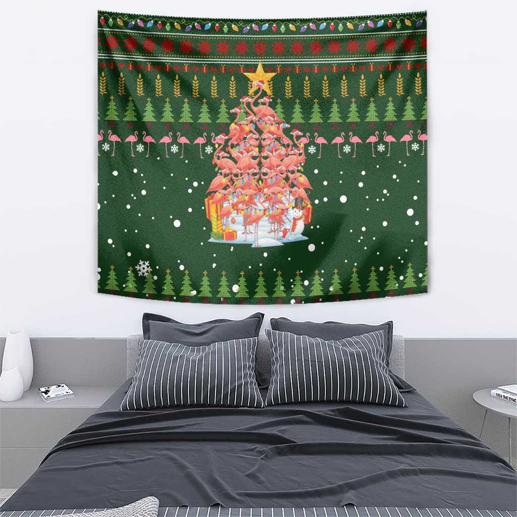 Flamingo Christmas Tree Christmas Tapestry Funny Xmas Holiday Patterns - Wonder Print Shop