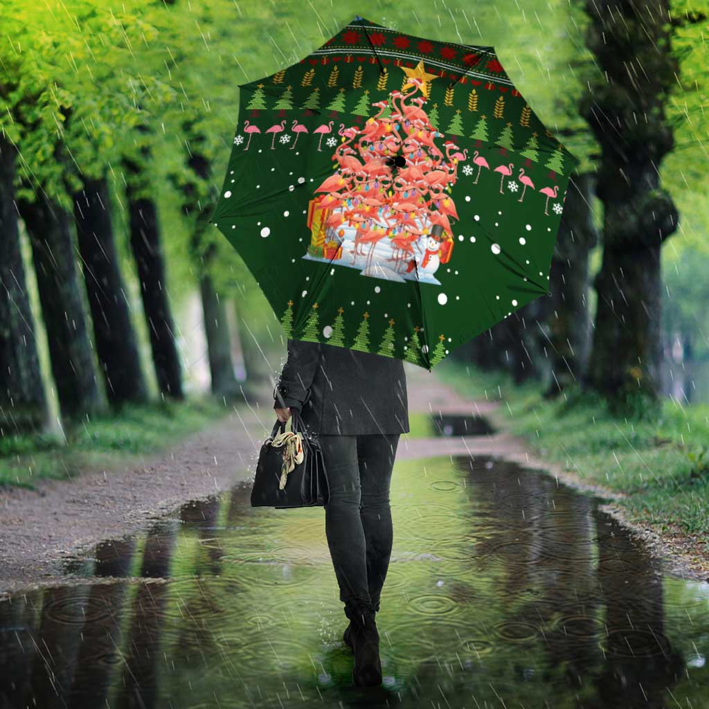 Flamingo Christmas Tree Christmas Umbrella Funny Xmas Holiday Patterns - Wonder Print Shop