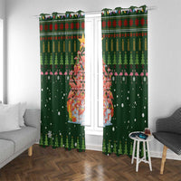 Flamingo Christmas Tree Christmas Window Curtain Funny Xmas Holiday Patterns - Wonder Print Shop