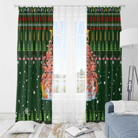 Flamingo Christmas Tree Christmas Window Curtain Funny Xmas Holiday Patterns - Wonder Print Shop