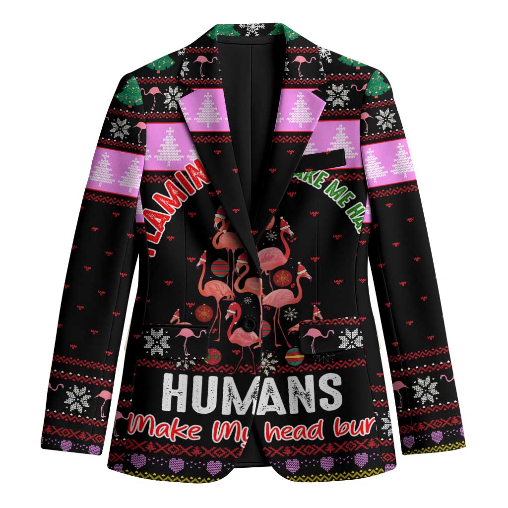 Flamingo Make Me Happy Christmas Blazer Funny Xmas Holiday Patterns - Wonder Print Shop