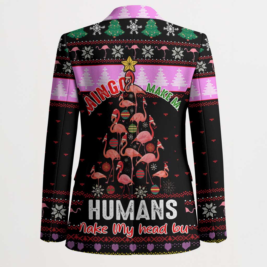 Flamingo Make Me Happy Christmas Blazer Funny Xmas Holiday Patterns - Wonder Print Shop