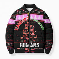 Flamingo Make Me Happy Christmas Bomber Puffer Jacket Funny Xmas Holiday Patterns - Wonder Print Shop