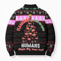 Flamingo Make Me Happy Christmas Bomber Puffer Jacket Funny Xmas Holiday Patterns - Wonder Print Shop