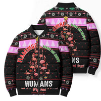 Flamingo Make Me Happy Christmas Bomber Puffer Jacket Funny Xmas Holiday Patterns - Wonder Print Shop
