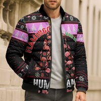Flamingo Make Me Happy Christmas Bomber Puffer Jacket Funny Xmas Holiday Patterns - Wonder Print Shop