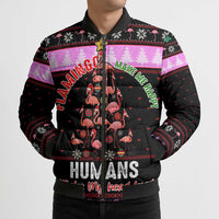 Flamingo Make Me Happy Christmas Bomber Puffer Jacket Funny Xmas Holiday Patterns - Wonder Print Shop