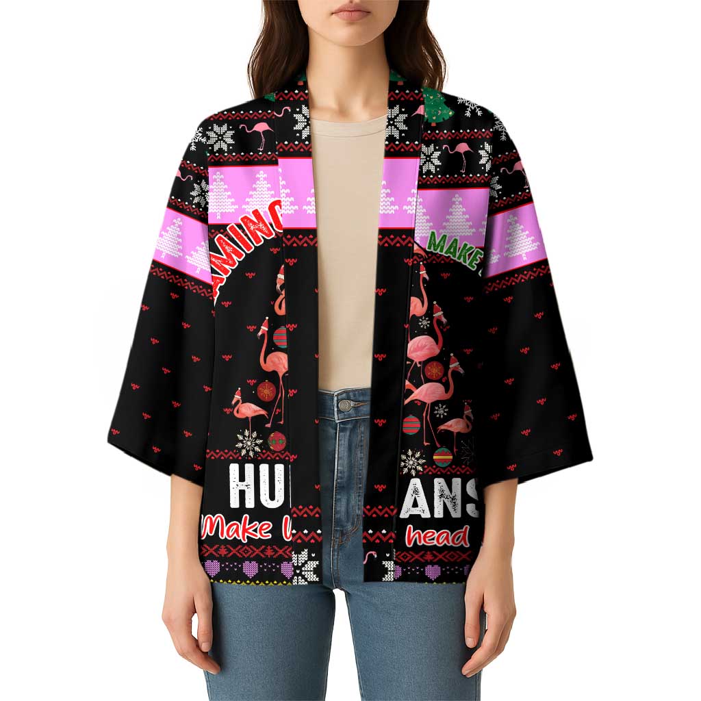 Flamingo Make Me Happy Christmas Kimono Funny Xmas Holiday Patterns - Wonder Print Shop
