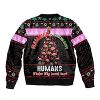 Flamingo Make Me Happy Christmas Sleeve Zip Bomber Jacket Funny Xmas Holiday Patterns - Wonder Print Shop