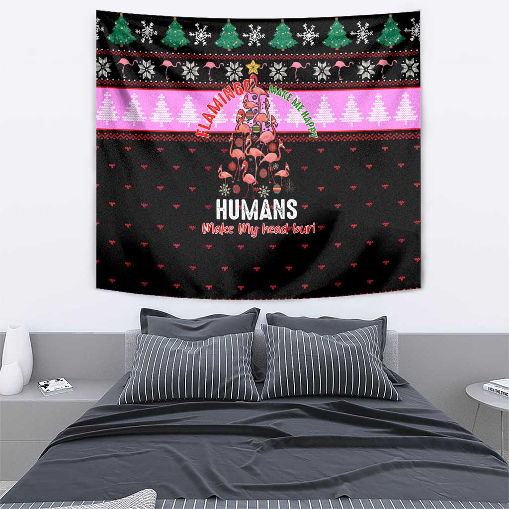 Flamingo Make Me Happy Christmas Tapestry Funny Xmas Holiday Patterns - Wonder Print Shop