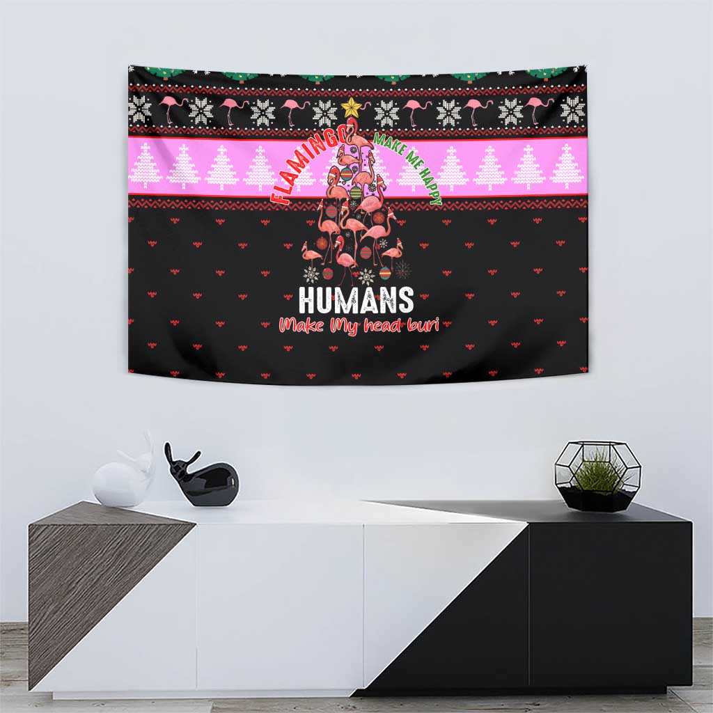 Flamingo Make Me Happy Christmas Tapestry Funny Xmas Holiday Patterns - Wonder Print Shop