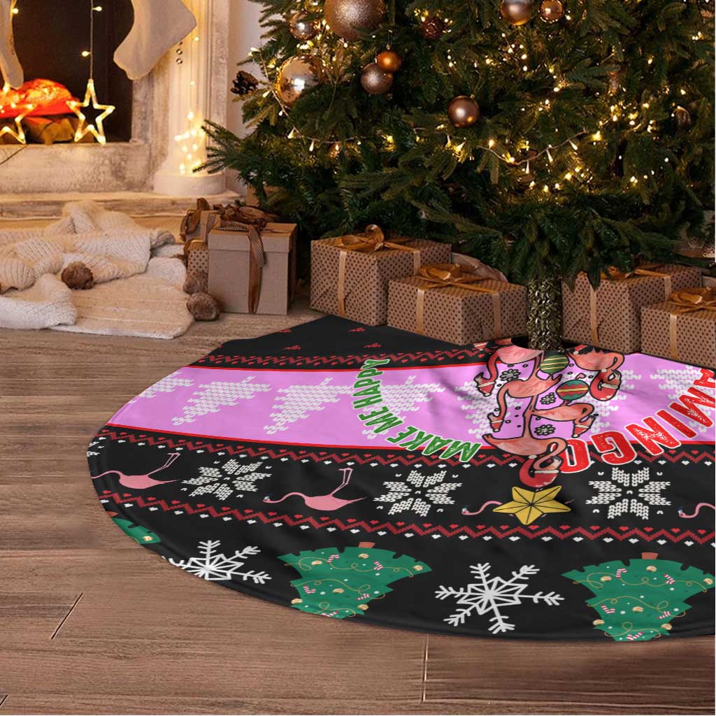 Flamingo Make Me Happy Christmas Tree Skirt Funny Xmas Holiday Patterns - Wonder Print Shop