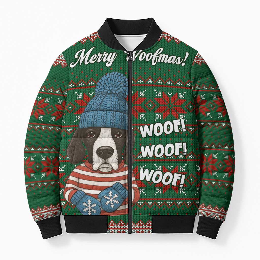 Great Dane Woofmas Christmas Bomber Puffer Jacket Funny Xmas Holiday Patterns - Wonder Print Shop