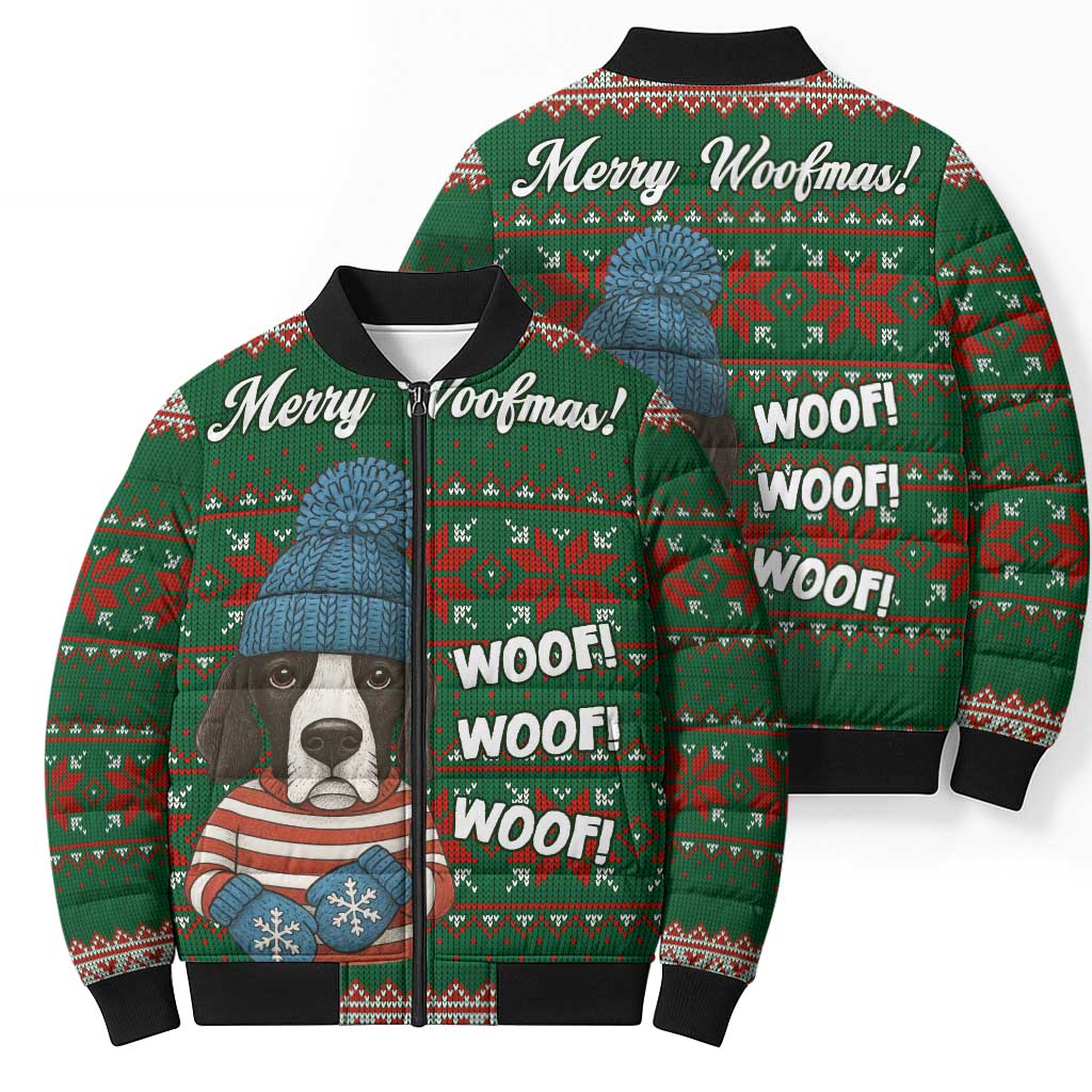 Great Dane Woofmas Christmas Bomber Puffer Jacket Funny Xmas Holiday Patterns - Wonder Print Shop