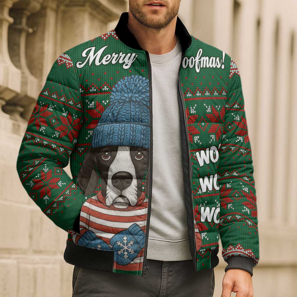 Great Dane Woofmas Christmas Bomber Puffer Jacket Funny Xmas Holiday Patterns - Wonder Print Shop