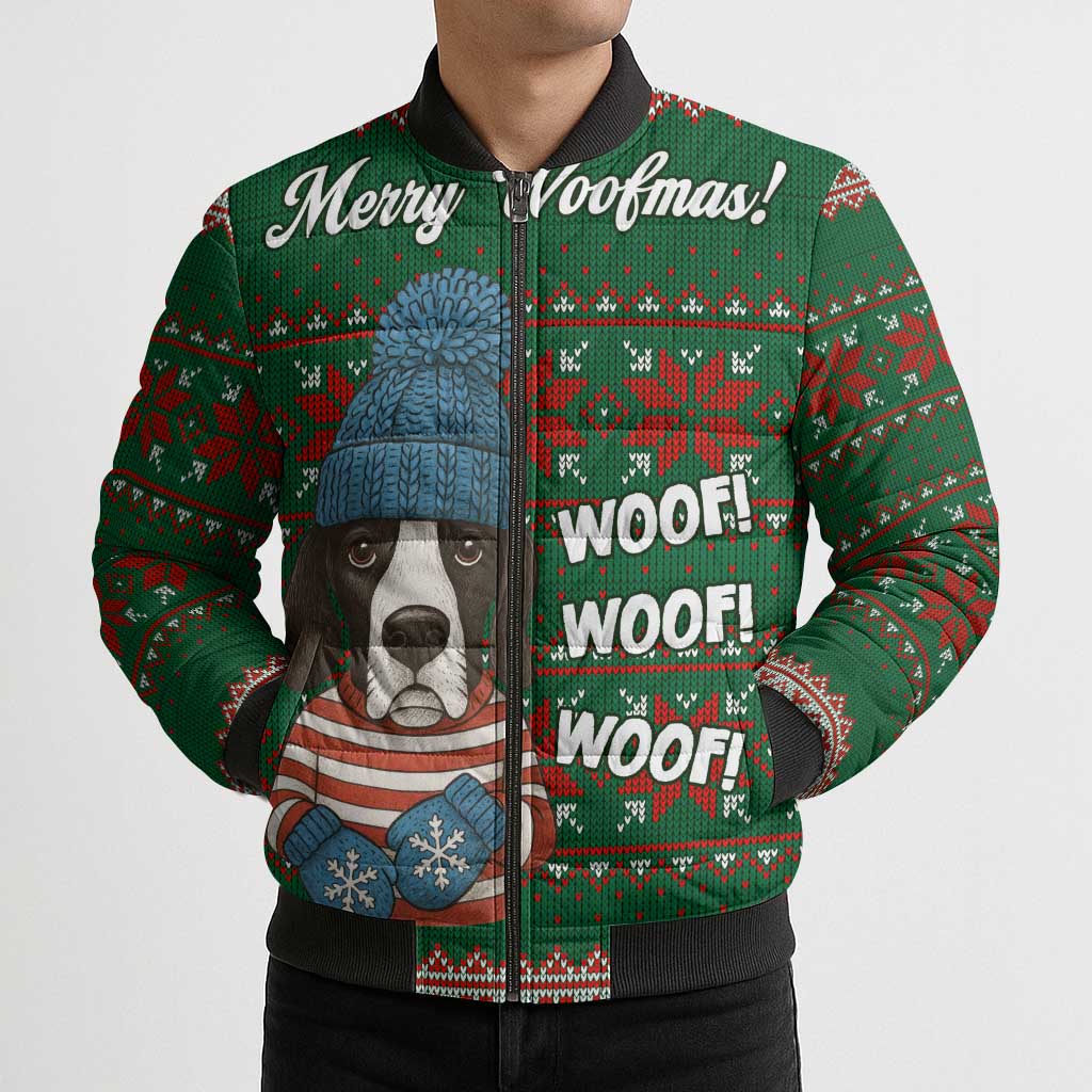 Great Dane Woofmas Christmas Bomber Puffer Jacket Funny Xmas Holiday Patterns - Wonder Print Shop