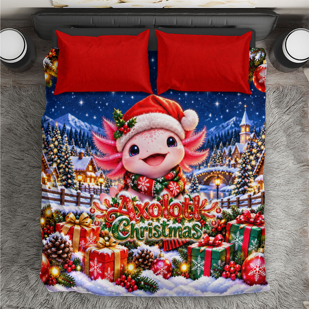 Axolotl Christmas Bedding Set Cute Animal Winter Wonderland Holiday