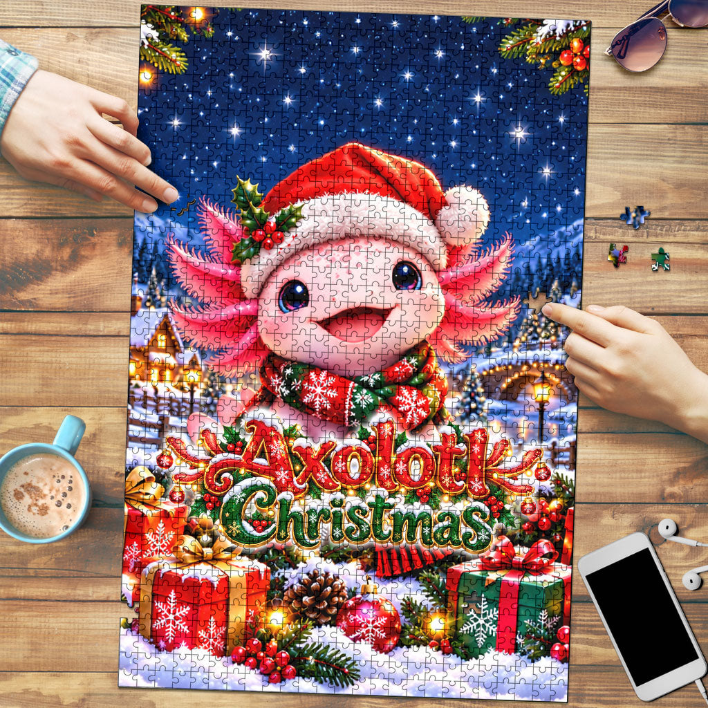Axolotl Christmas Puzzle Cute Animal Winter Wonderland Holiday