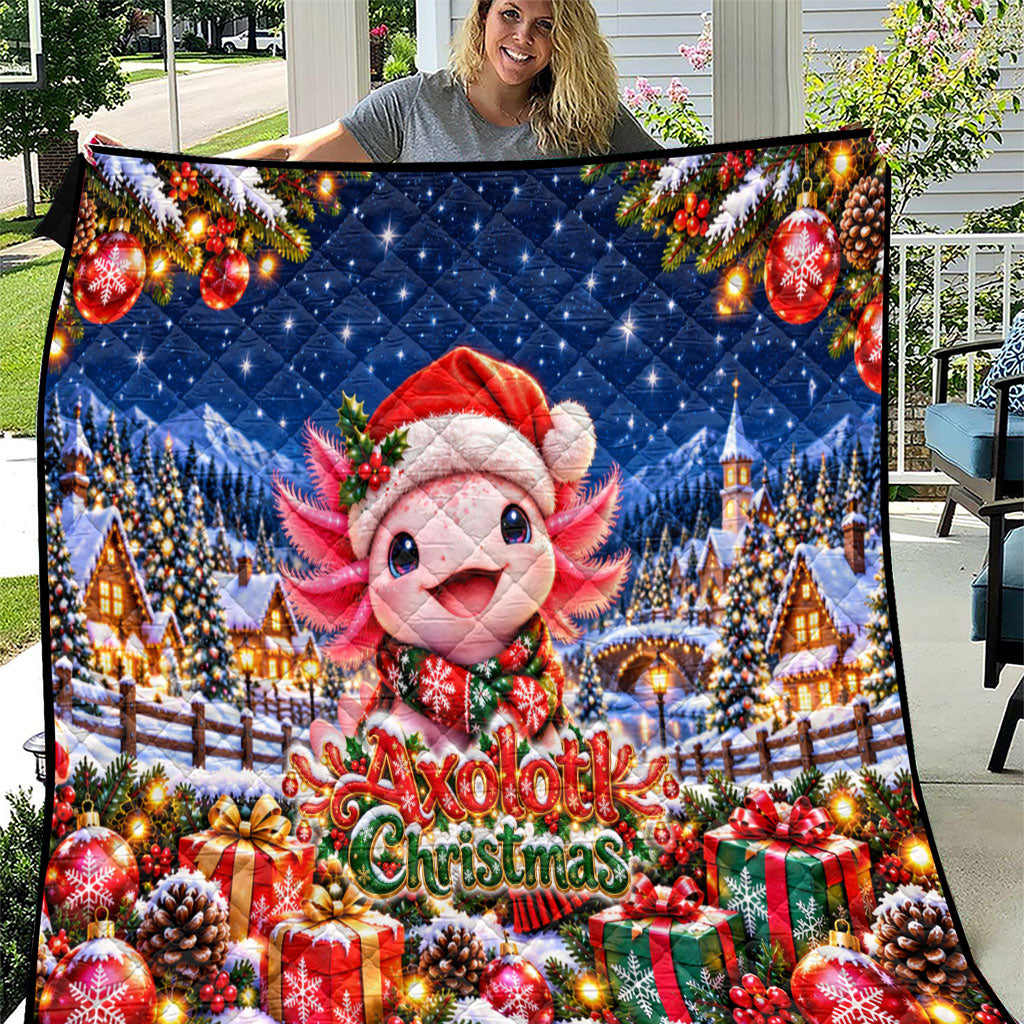 Axolotl Christmas Quilt Cute Animal Winter Wonderland Holiday