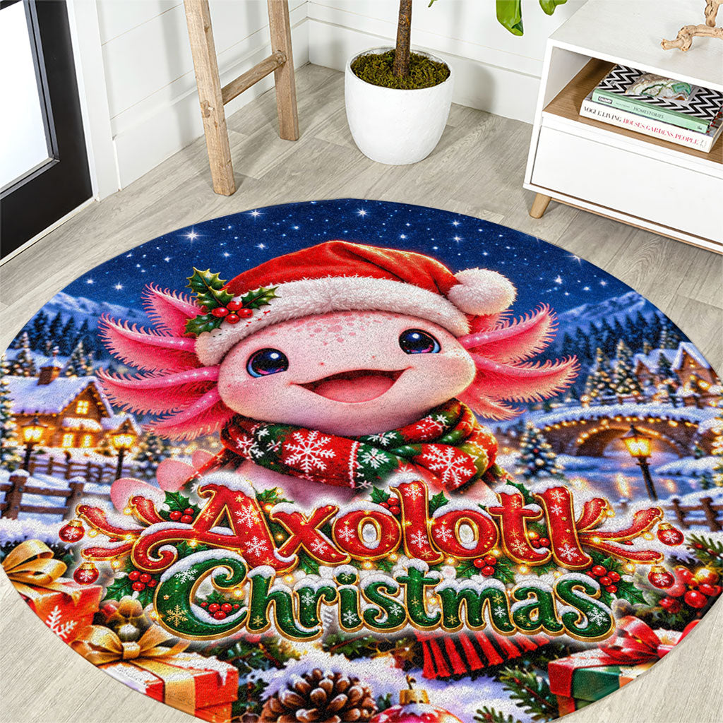 Axolotl Christmas Round Carpet Cute Animal Winter Wonderland Holiday