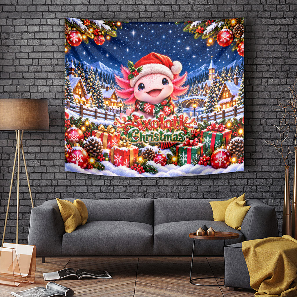 Axolotl Christmas Tapestry Cute Animal Winter Wonderland Holiday