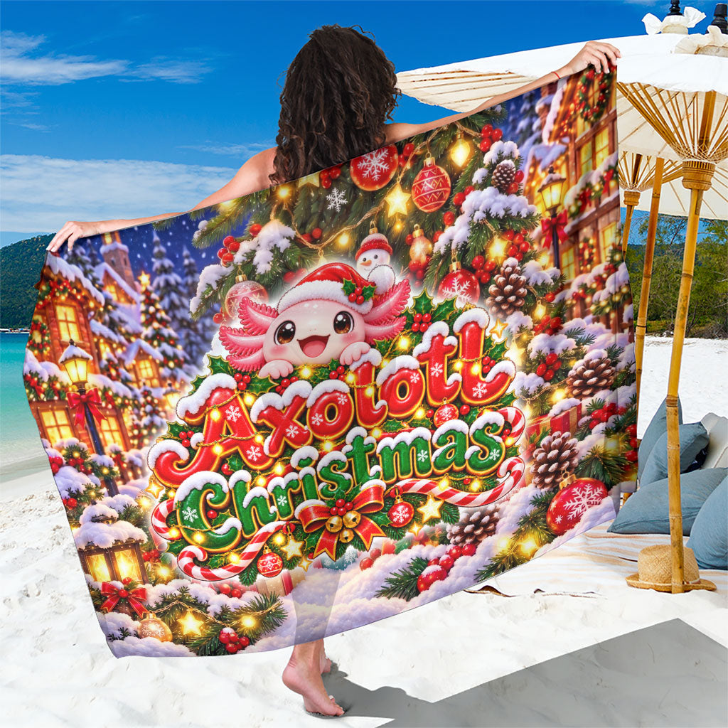 Axolotl Christmas Sarong Cute Festive Winter Snowflakes Art