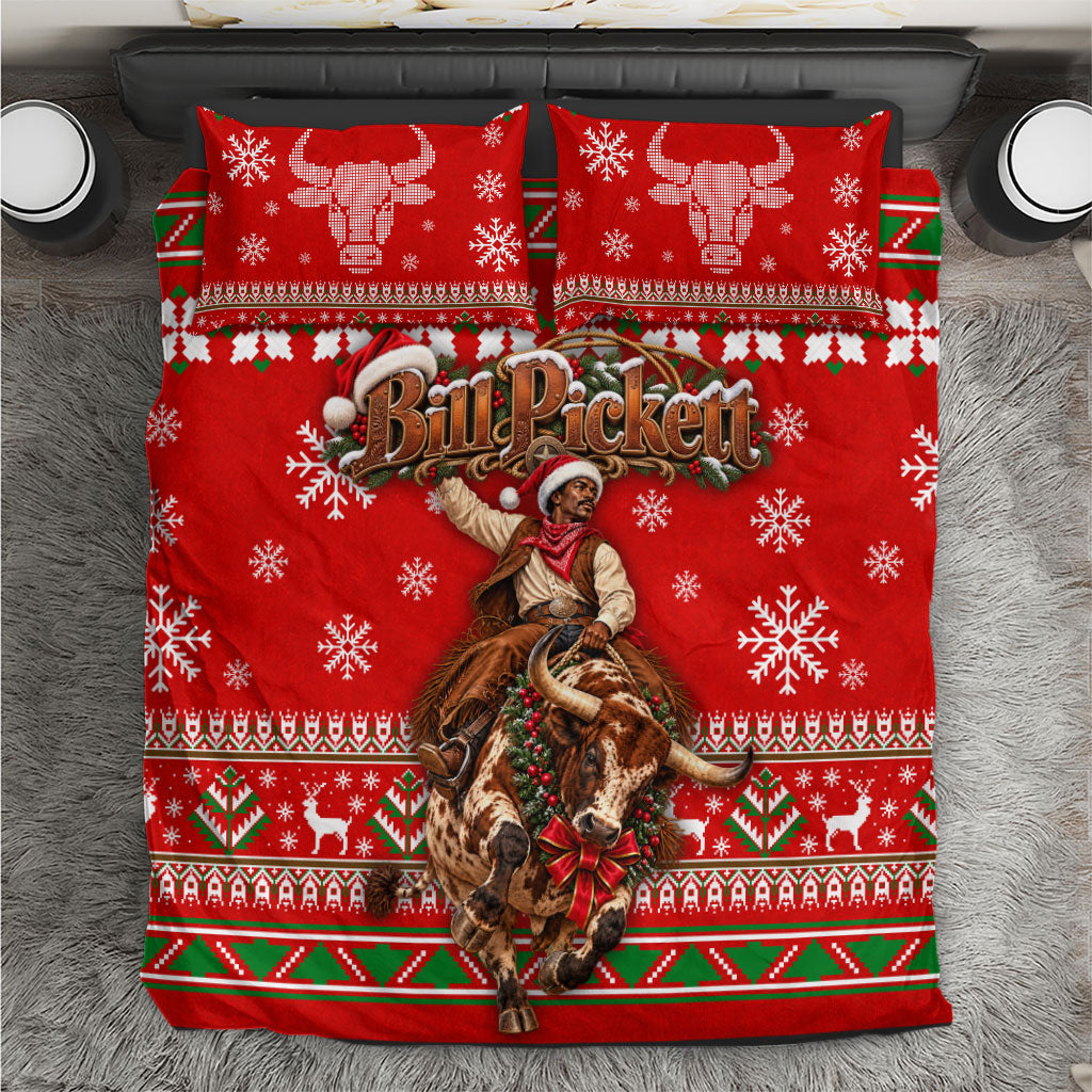 Bill Pickett Christmas Cowboy Bedding Set Snowy Winter Western Rodeo Horse Rider Art
