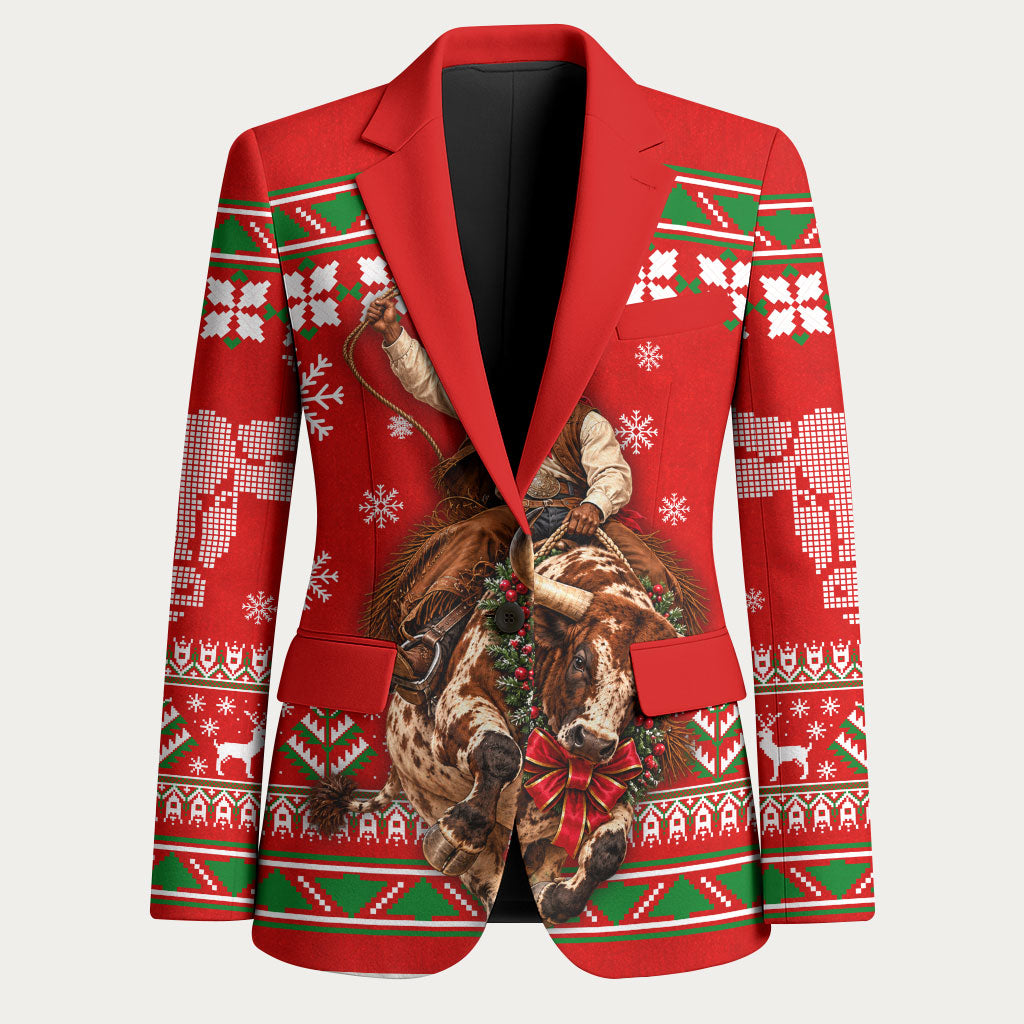 Bill Pickett Christmas Cowboy Blazer Snowy Winter Western Rodeo Horse Rider Art