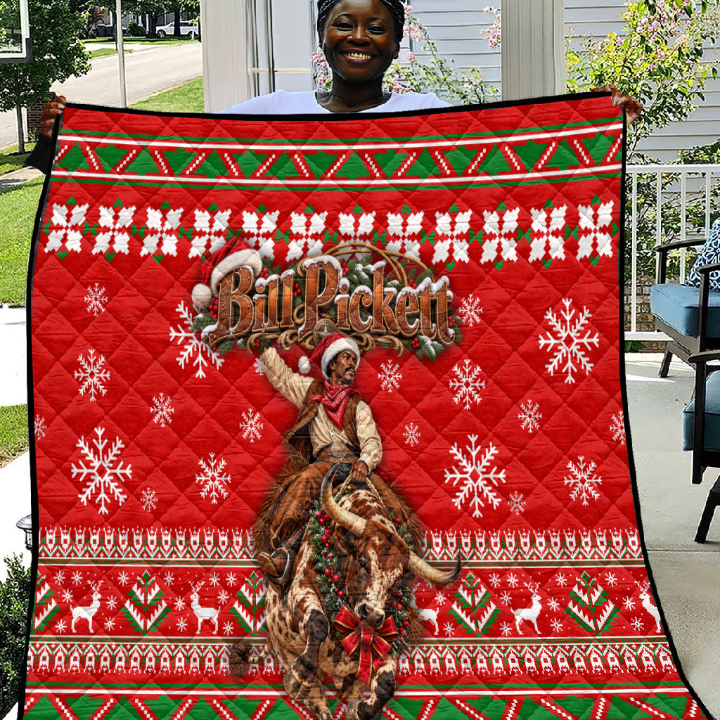 Bill Pickett Christmas Cowboy Quilt Snowy Winter Western Rodeo Horse Rider Art