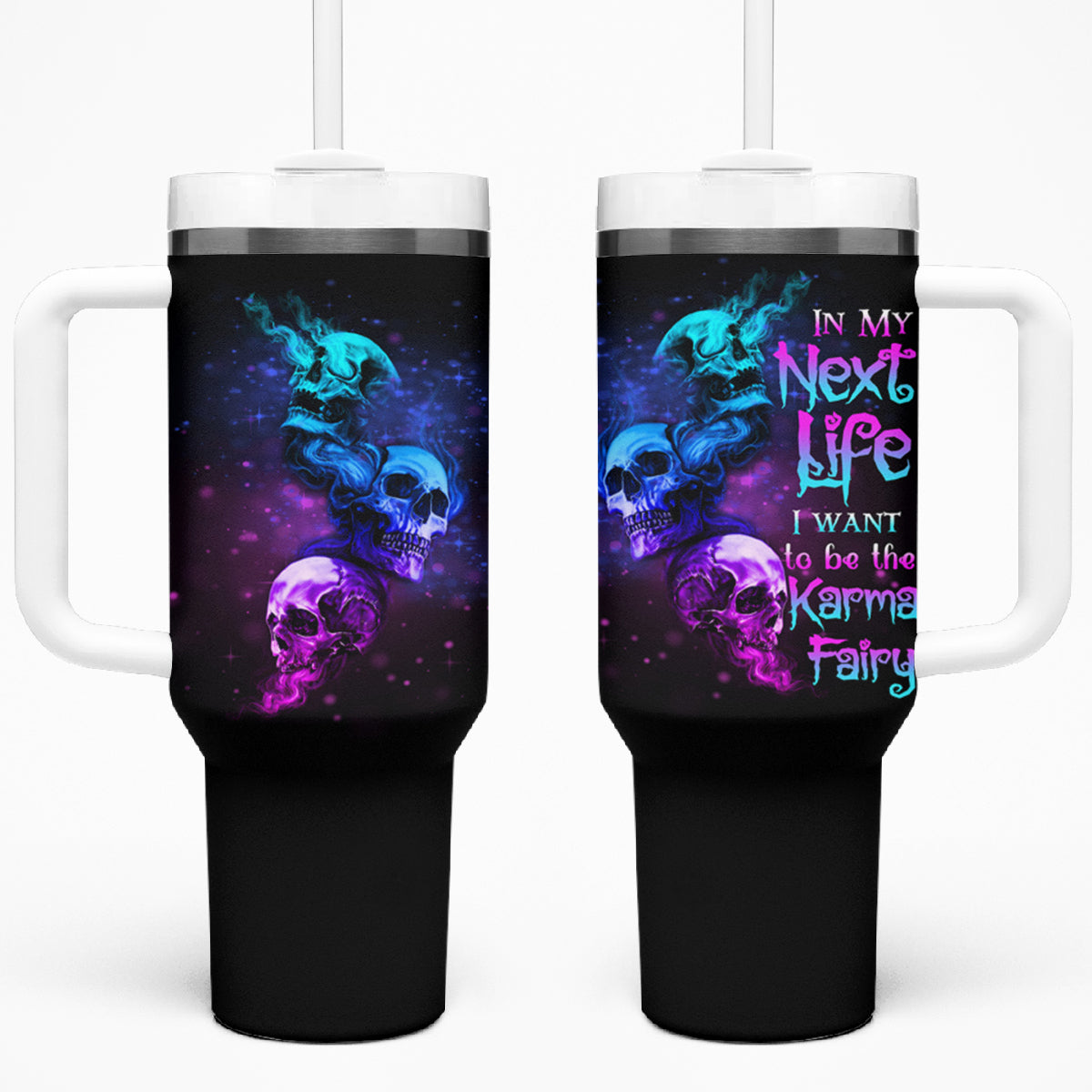 Karma Fairy Three Skulls Tumbler With Handle