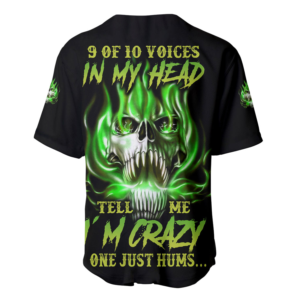 9 Of 10 Voices In My Head Fire Skull Baseball Jersey - Wonder Print Shop