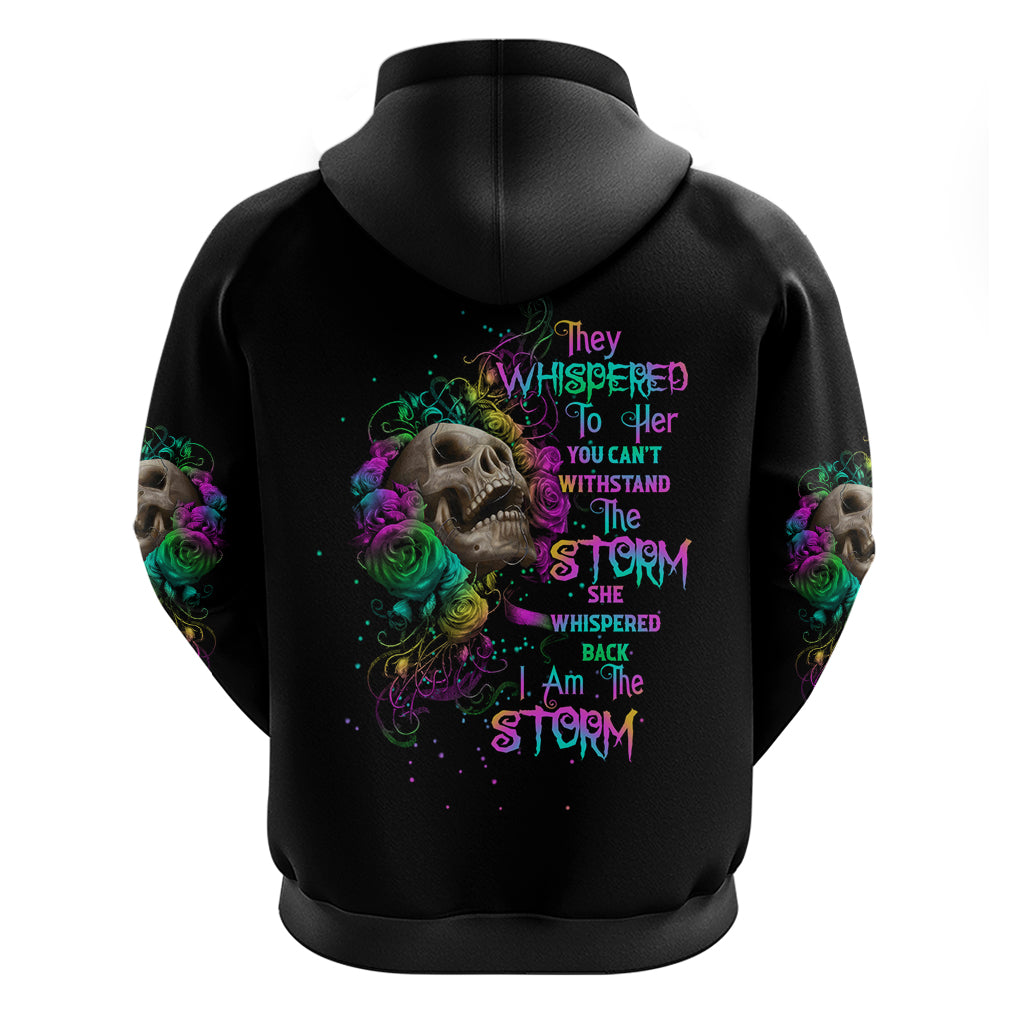 I Am The Storm Tie Dye Rose Skull Hoodie - Wonder Print Shop