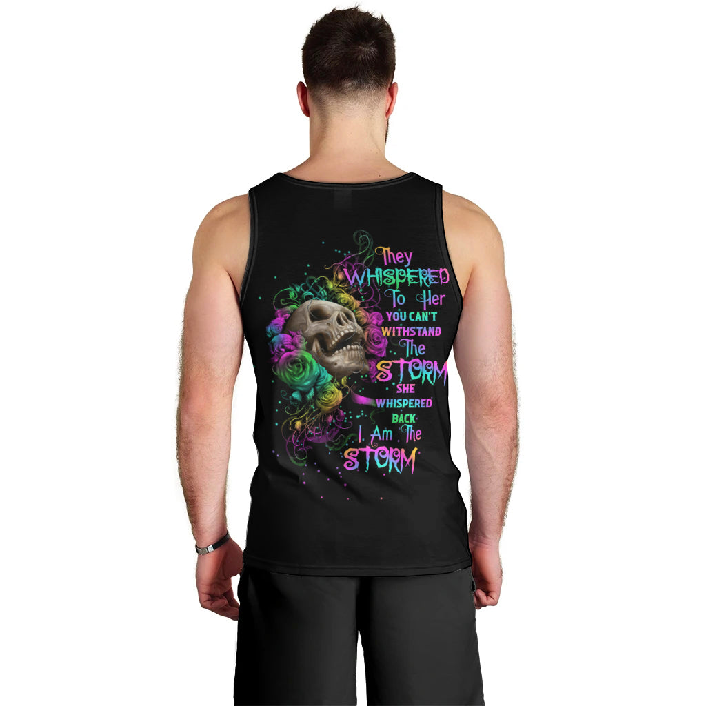 I Am The Storm Tie Dye Rose Skull Men Tank Top - Wonder Print Shop