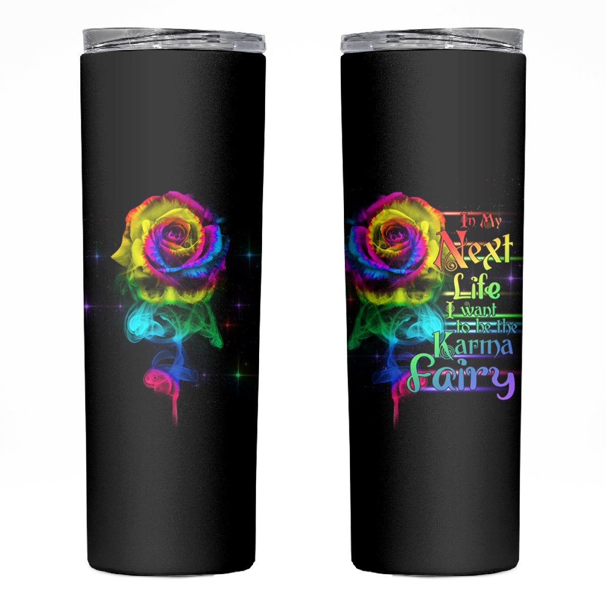 Karma Fairy Rose Smoke Skull Skinny Tumbler