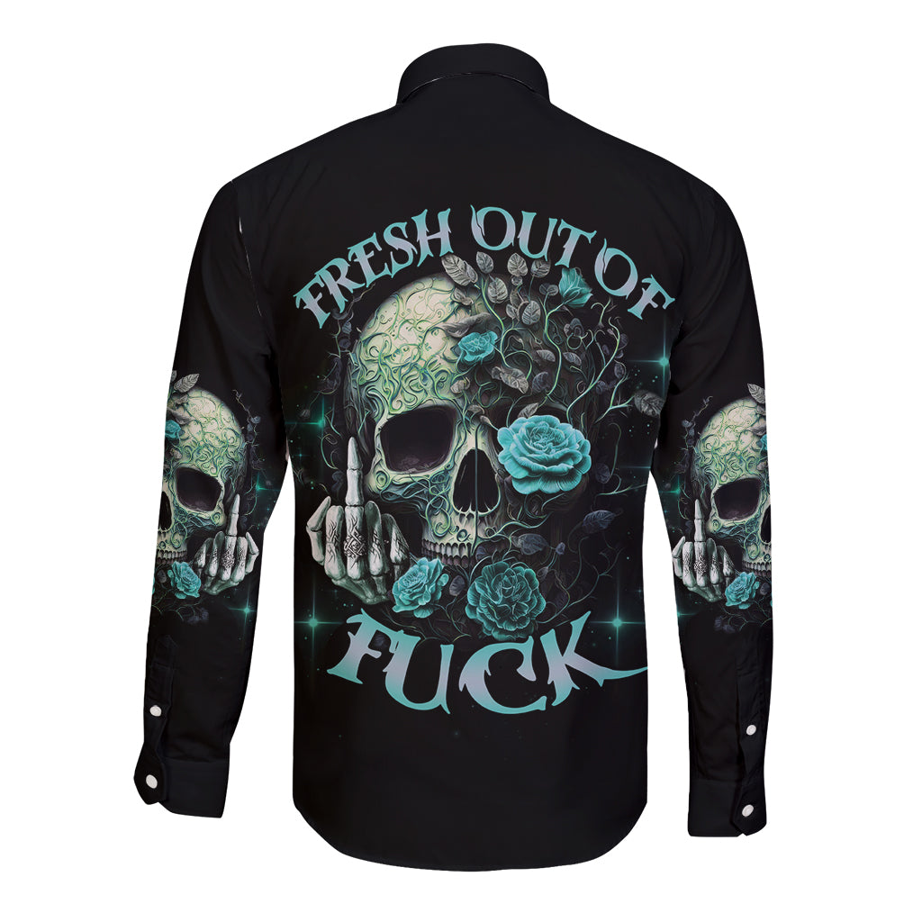 Fresh Out Of F Skull Rose Long Sleeve Button Shirt - Wonder Print Shop