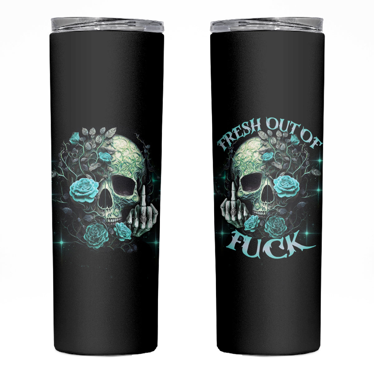 Fresh Out Of F Skull Rose Skinny Tumbler