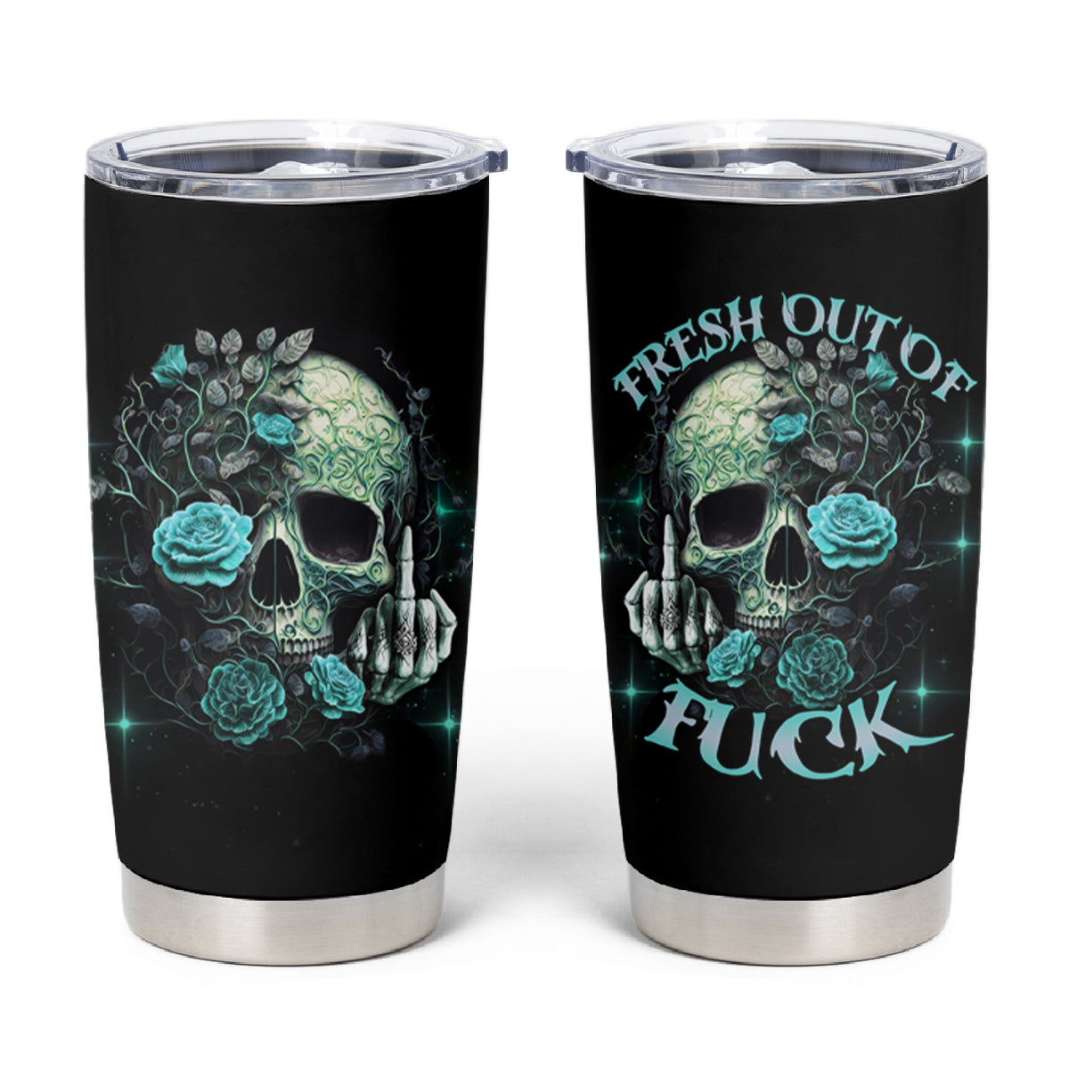 Fresh Out Of F Skull Rose Tumbler Cup