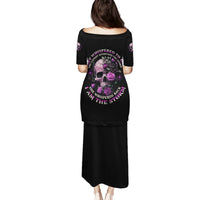 Black 2-piece long dress set with purple rose skull back print and maxi skirt