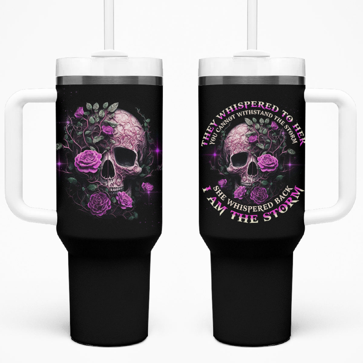 I Am The Storm Rose Tumbler With Handle