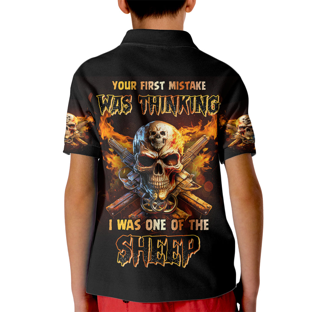 Your First Mistake Fire Skull Kid Polo Shirt - Wonder Print Shop