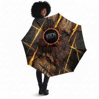 Aten Umbrella Ancient Egyptian Cracked Stone Hieroglyph, Solar Eclipse Emblem, and Radiant Sunburst - Wonder Print Shop