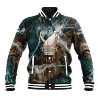 Atum Baseball Jacket Ancient Egyptian Teal Marble Smoke, Solar Barque Crown, Creator Deity Statue - Wonder Print Shop