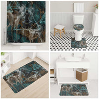Atum Bathroom Set Ancient Egyptian Teal Marble Smoke, Solar Barque Crown, Creator Deity Statue - Wonder Print Shop