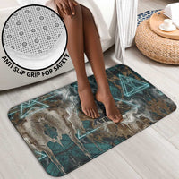 Atum Bathroom Set Ancient Egyptian Teal Marble Smoke, Solar Barque Crown, Creator Deity Statue - Wonder Print Shop