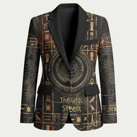 Atum Ancient Egyptian Blazer with Dark Hieroglyph Grid, Ouroboros Serpent Ring and The Final Serpent - Wonder Print Shop