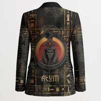 Atum Ancient Egyptian Blazer with Dark Hieroglyph Grid, Ouroboros Serpent Ring and The Final Serpent - Wonder Print Shop