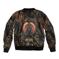 Atum Ancient Egyptian Bomber Jacket with Dark Hieroglyph Grid, Ouroboros Serpent Ring and The Final Serpent - Wonder Print Shop