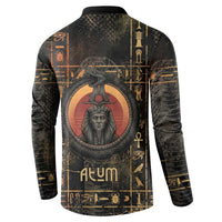 Atum Ancient Egyptian Button Sweatshirt with Dark Hieroglyph Grid, Ouroboros Serpent Ring and The Final Serpent