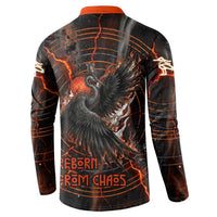 Bennu Button Sweatshirt Ancient Egyptian Lava Crack Texture, Phoenix Firebird and Reborn from Chaos